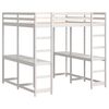 vidaXL Hoogslaper met bureau en ladder grenenhout wit 160x200 cm