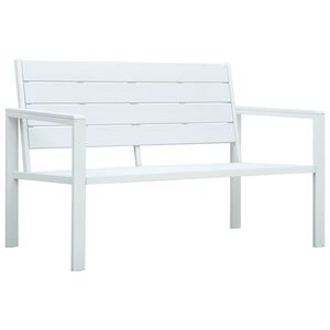 vidaXL Tuinbank hout-look 120 cm HDPE wit