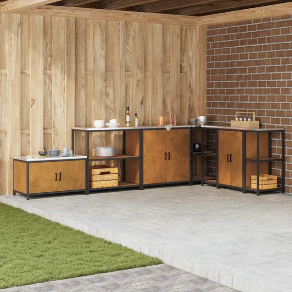 vidaXL Keukenopslag met plank met opslag Roestig 60 x 50 x 92 cm Staal