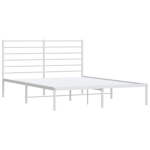vidaXL Bedframe met hoofdbord metaal wit 160x200 cm