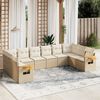 vidaXL 10-delige Loungeset met kussens poly rattan beige