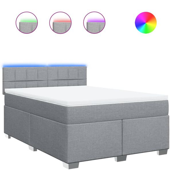 vidaXL Boxspring met matras stof lichtgrijs 140x190 cm