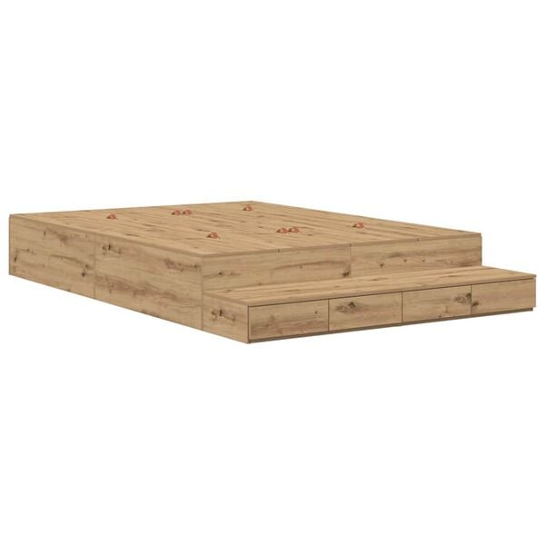vidaXL Opbergbedframe met lade Artisan Eiken 160 cm Bewerkt hout