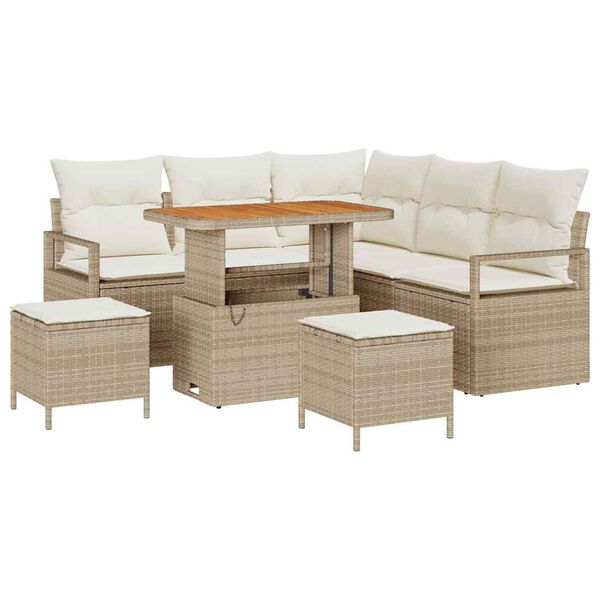 vidaXL Tuin Sofa Set met kussen met opslag 8 pcs Beige en Cr&egrave;me