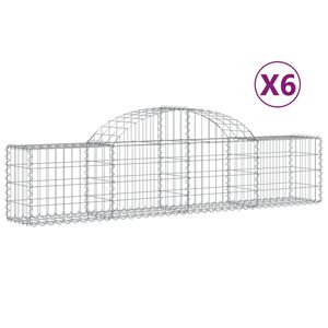 vidaXL Schanskorven 6 st gewelfd 200x30x40/60 cm gegalvaniseerd ijzer