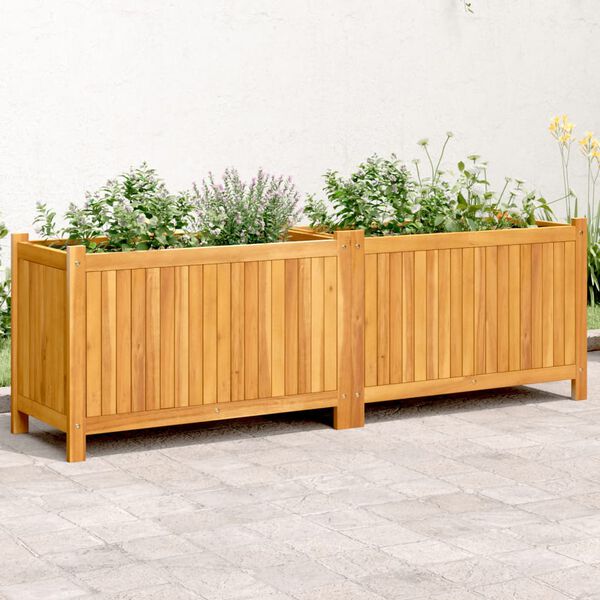 vidaXL Plantenbak met voering 153x38,5x50 cm massief acaciahout