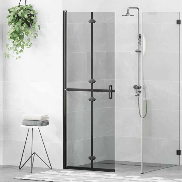 vidaXL Inloop douche wand Zwart en donkertransparant 70 x 190 cm