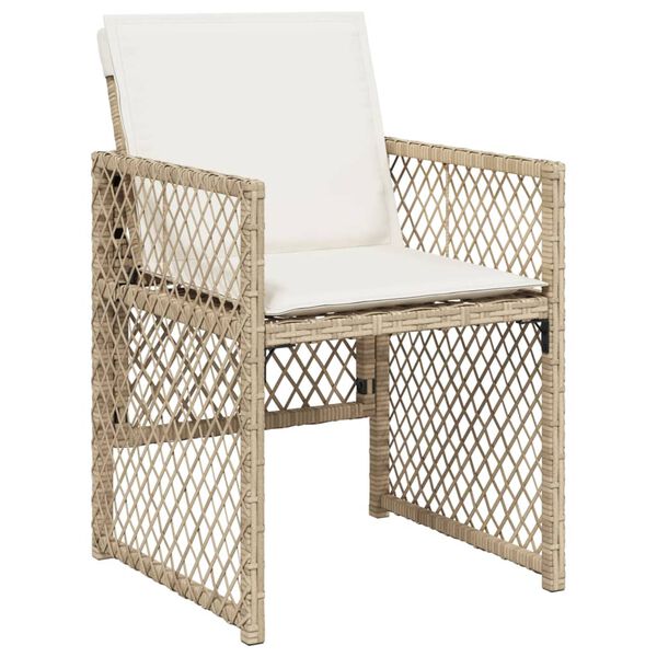 vidaXL 5-delige Tuinset met kussens poly rattan beige