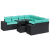 vidaXL 9-delige Loungeset met kussens poly rattan acacia zwart