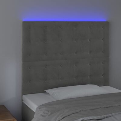 vidaXL Hoofdbord LED 90x5x118/128 cm fluweel lichtgrijs