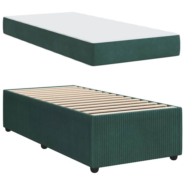 vidaXL Bedframe met matras Donkergroen 100 x 200 cm Stof