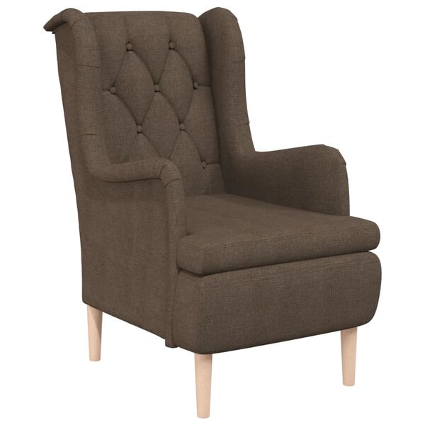 vidaXL Fauteuil met massief rubberwood poten stof bruin