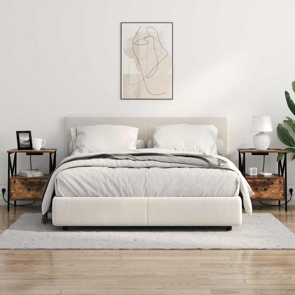 vidaXL Nachtkastje Gerookt eiken 41,5 x 40,5 x 55 cm Bewerkt hout