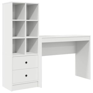 vidaXL Bureau met lade met plank met opslag 2 pcs Wit