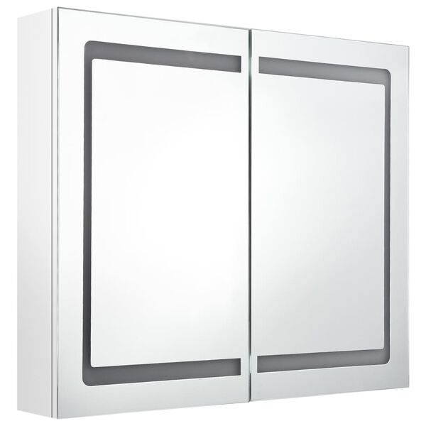 vidaXL Badkamerkast met spiegel en LED 80x12x68 cm glanzend wit