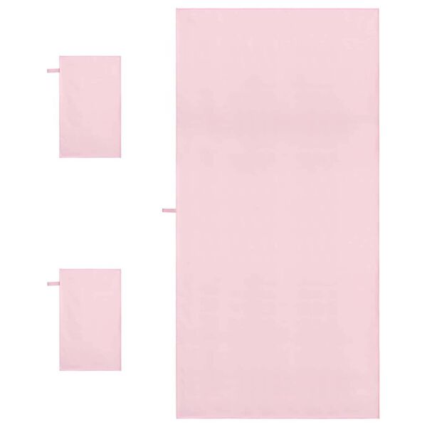 vidaXL Set van Sporthanddoeken 3 pcs Roze Polyester en Polyamide