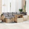 vidaXL 7-delige Loungeset met kussens poly rattan beige