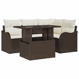 vidaXL Tuin Sofa Set met kussen met kussen 5 pcs Bruin Poly Rattan