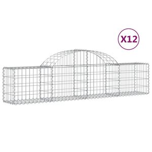 vidaXL Schanskorven 12 st gewelfd 200x30x40/60 cm gegalvaniseerd ijzer
