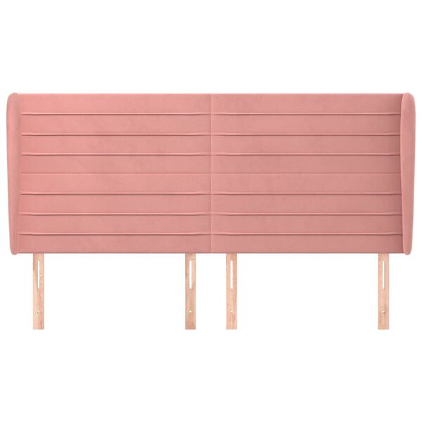 vidaXL Hoofdbord met randen 163x23x118/128 cm fluweel roze