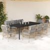 vidaXL 9-delige Tuinset met kussens poly rattan gemengd beige