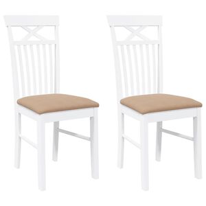 vidaXL Eetkamerstoelen met kussens 2 st massief hout rubber wit