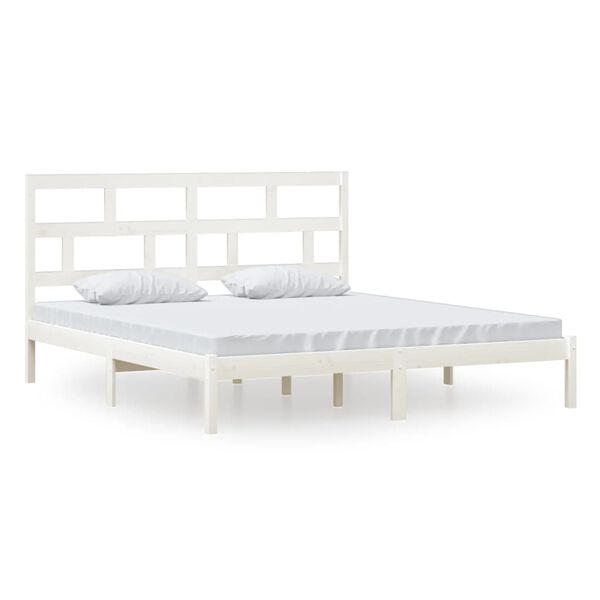 vidaXL Bedframe massief hout wit 180x200 cm