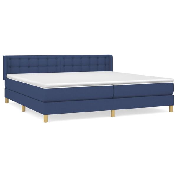 vidaXL Boxspring met matras stof blauw 180x200 cm