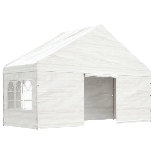 vidaXL Prieel met dak 8,92x5,88x3,75 m polyetheen wit