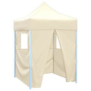 vidaXL Partytent met 4 zijwanden inklapbaar 2x2 m staal cr&egrave;me