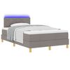vidaXL LED Box Spring Bed met matras met LED Taupe 120 x 200 cm Stof