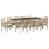 vidaXL Tuin eettafelset 11 pcs Beige poly rattan