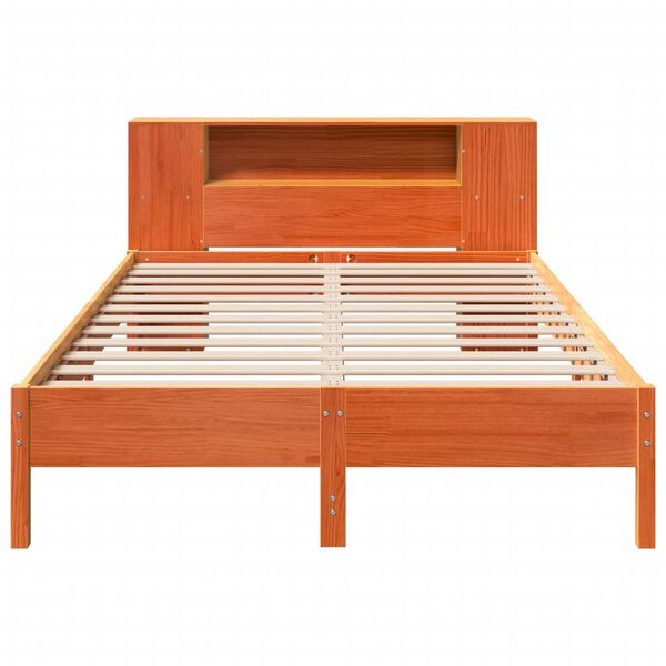 vidaXL Bed met boekenkast zonder matras grenenhout wasbruin 160x200 cm