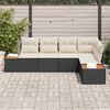 vidaXL Tuin Sofa Set met kussen 5 pcs Zwart en cr&egrave;me Poly riet