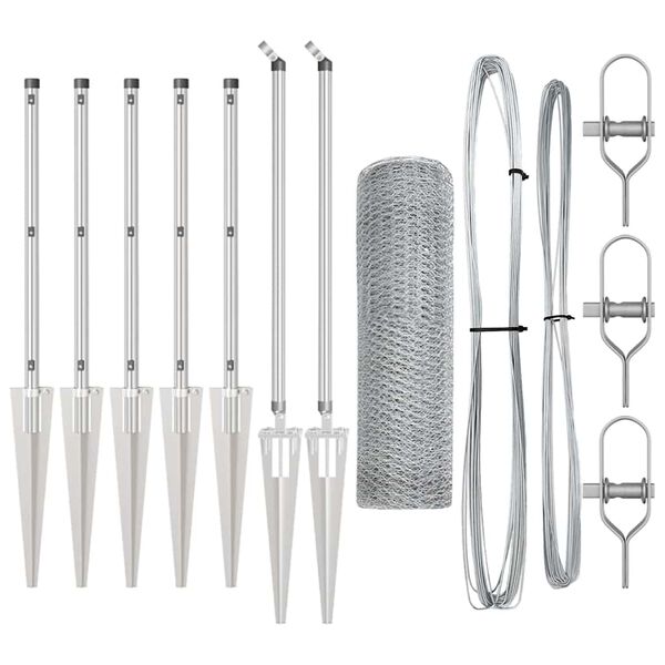 vidaXL Afrasteringspaal Zilver 10 x 0,8 m (25 mm gaas) Staal