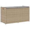 vidaXL Opbergbank met kussen voor buiten 100 cm poly rattan beige