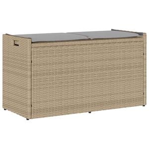 vidaXL Opbergbank met kussen voor buiten 100 cm poly rattan beige