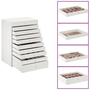vidaXL Sieradendoos 10-laags met horlogehouders wit 29x20,5x40,5 cm