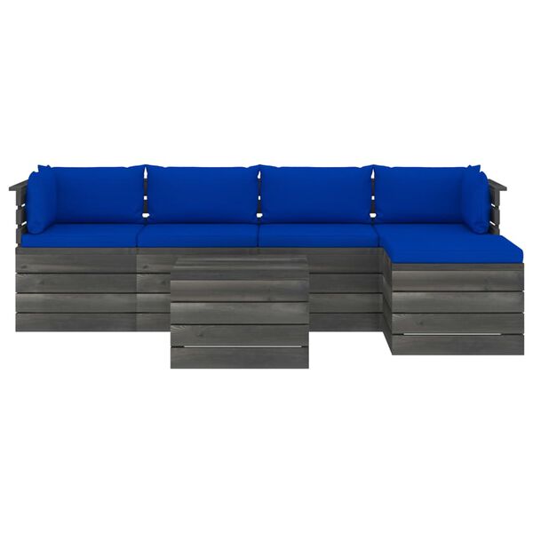 vidaXL 6-delige Loungeset met kussens pallet massief grenenhout