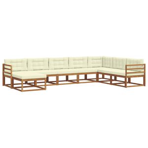 vidaXL Buiten bankenset met kussen 8 pcs Natuurlijk en Cr&egrave;me