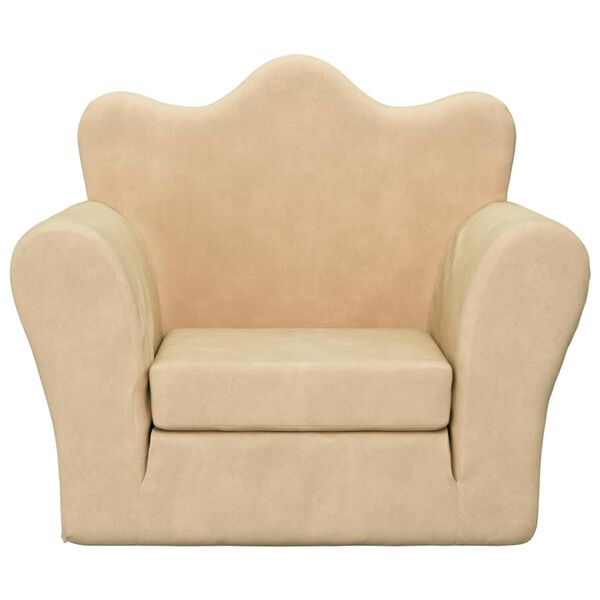 vidaXL Kinderslaapbank zacht pluche cr&egrave;mekleurig