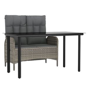 vidaXL 2-delige Tuinset met kussens poly rattan grijs