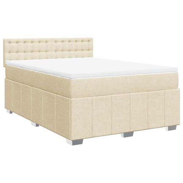 vidaXL Boxspring met matras stof cr&egrave;mekleurig 140x190 cm