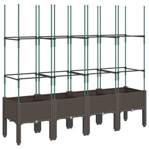 vidaXL Plantenbak met latwerk 160x40x142,5 cm polypropeen bruin