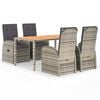 vidaXL 5-delige Tuinset met kussens poly rattan grijs