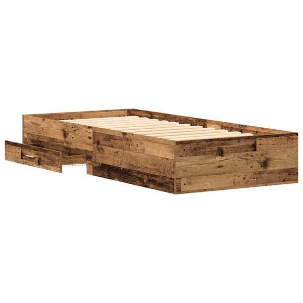 vidaXL Bedframe met lade met opslag Oud Hout 90 x 190 cm Bewerkt hout