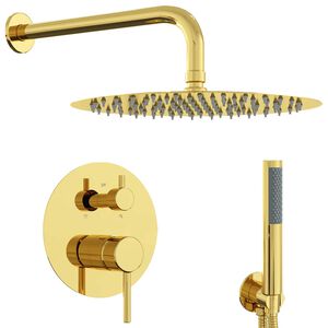 vidaXL Verborgen Douche Systeem (Rond) Goud RVS 201