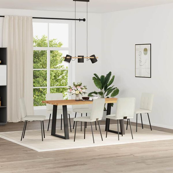 vidaXL Eetkamerstoelen 6 st fluweel cr&egrave;mekleurig