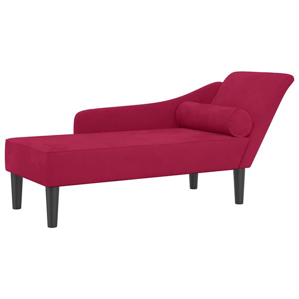vidaXL Chaise longue met kussens fluweel wijnrood