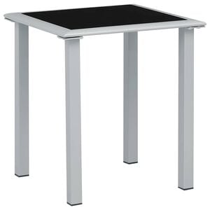 vidaXL Tuintafel 41x41x45 cm staal en glas zwart en zilverkleurig